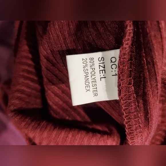 REBDOLLS - Wine Red Ribbed Mini Dress - Sz L - Picture 4 of 6